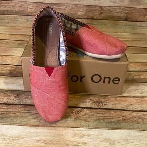 Toms Red Chambray Trim